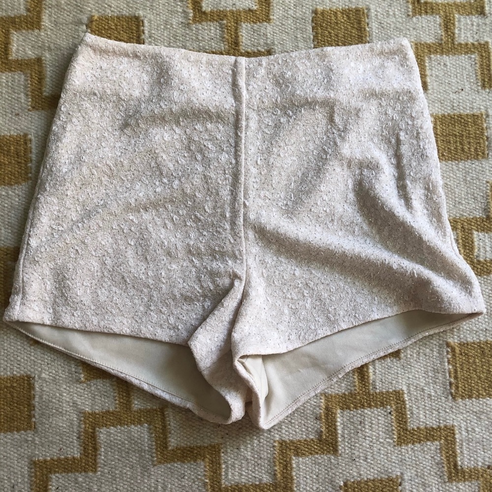 ASTR white sparkle high waisted shorts (Small)